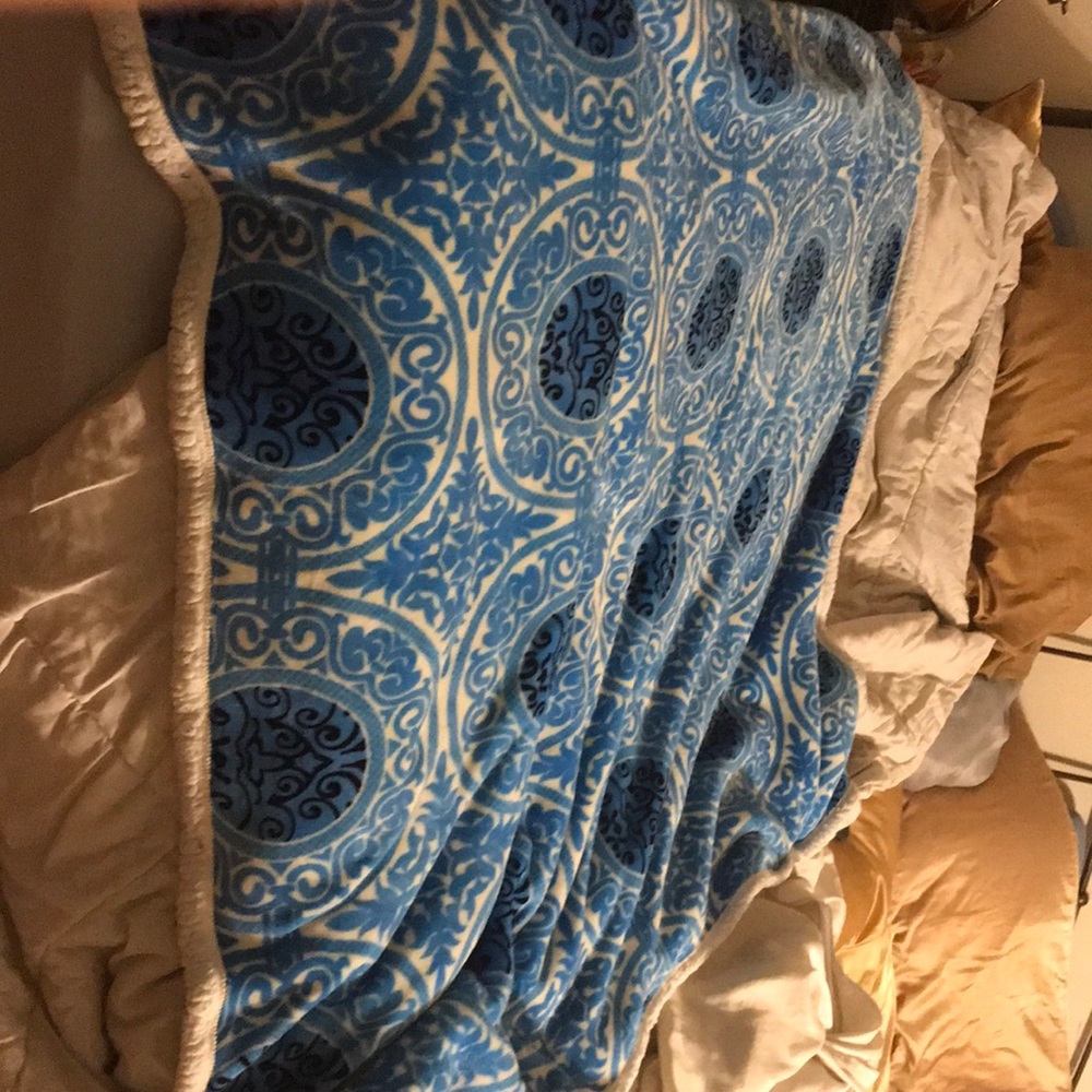 Blue black and white blanket